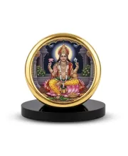 Car Dashboard/Table Top Lord Kubera Metal Golden Photo Stand  2x2 Inches, Compact & Stylish Spiritual Display For Car, Home & Office (Pack Of 1) (F24717)