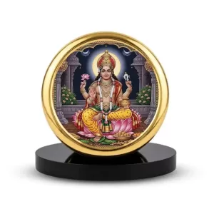 Car Dashboard/Table Top Lord Kubera Metal Golden Photo Stand  2x2 Inches, Compact & Stylish Spiritual Display For Car, Home & Office (Pack Of 1) (F24717)