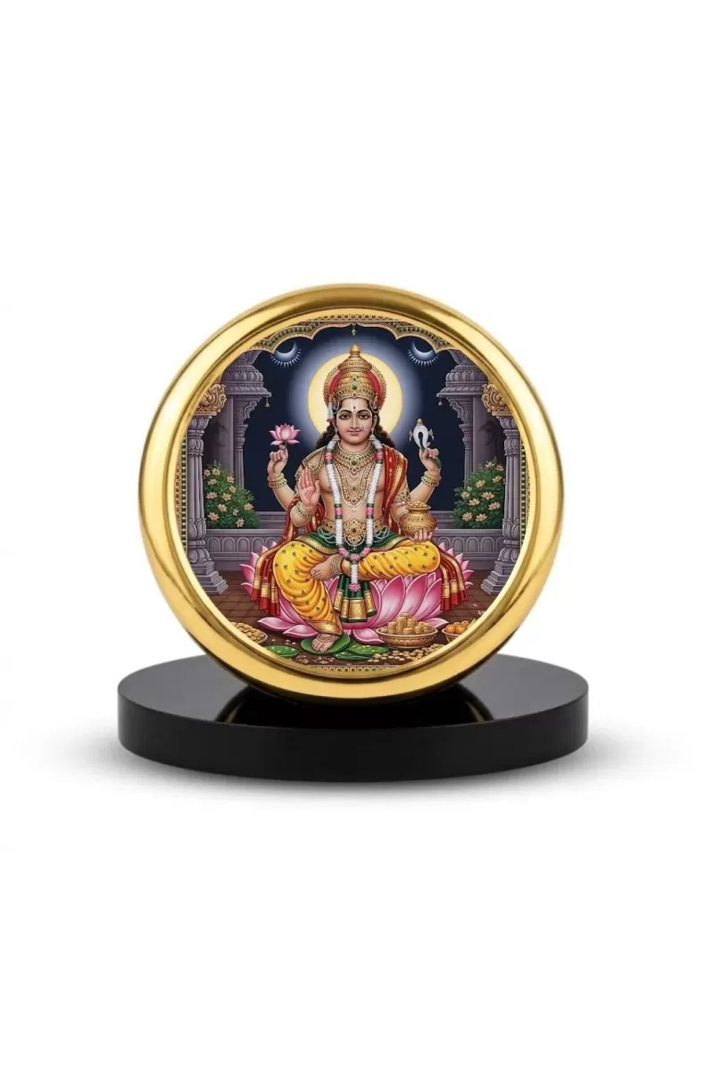 Car Dashboard/Table Top Lord Kubera Metal Golden Photo Stand  2x2 Inches, Compact & Stylish Spiritual Display For Car, Home & Office (Pack Of 1) (F24717)