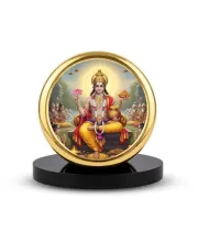 Car Dashboard/Table Top Lord Kubera Metal Golden Photo Stand  2x2 Inches, Compact & Stylish Spiritual Display For Car, Home & Office (Pack Of 1) (F24719)