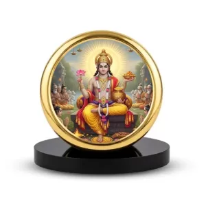 Car Dashboard/Table Top Lord Kubera Metal Golden Photo Stand  2x2 Inches, Compact & Stylish Spiritual Display For Car, Home & Office (Pack Of 1) (F24719)