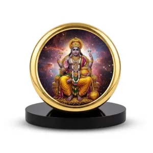 Car Dashboard/Table Top Lord Kubera Metal Golden Photo Stand  2x2 Inches, Compact & Stylish Spiritual Display For Car, Home & Office (Pack Of 1) (F24718)