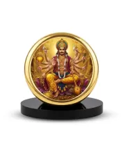 Car Dashboard/Table Top Lord Kubera Metal Golden Photo Stand  2x2 Inches, Compact & Stylish Spiritual Display For Car, Home & Office (Pack Of 1) (F24720)