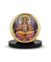 Car Dashboard/Table Top Lord Brahma Metal Golden Photo Stand  2x2 Inches, Compact & Stylish Spiritual Display For Car, Home & Office (Pack Of 1) (F24721)