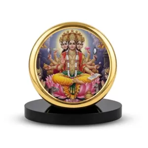 Car Dashboard/Table Top Lord Brahma Metal Golden Photo Stand 2x2 Inches, Compact & Stylish Spiritual Display For Car, Home & Office (Pack Of 1) (F24721) Car Dashboard/Table Top Lord Brahma Metal Golden Photo Stand 2x2 Inches, Compact & Stylish Spiritual Display For Car, Home & Office (Pack Of 1) (F24721)