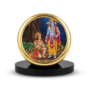 Car Dashboard/Table Top Lord Rama And Lord Hanuman Metal Golden Photo Stand 2x2 Inches, Compact & Stylish Spiritual Display For Car, Home & Office (Pack Of 1) (F24723) Car Dashboard/Table Top Lord Rama And Lord Hanuman Metal Golden Photo Stand 2x2 Inches, Compact & Stylish Spiritual Display For Car, Home & Office (Pack Of 1) (F24723)