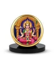 Car Dashboard/Table Top Goddess Lalita Tripura Sundari Metal Golden Photo Stand  2x2 Inches, Compact & Stylish Spiritual Display For Car, Home & Office (Pack Of 1) (F24724)