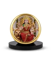 Car Dashboard/Table Top Goddess Durga Metal Golden Photo Stand  2x2 Inches, Compact & Stylish Spiritual Display For Car, Home & Office (Pack Of 1) (F24725)