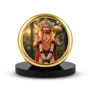 Car Dashboard/Table Top Lord Hanuman Metal Golden Photo Stand 2x2 Inches, Compact & Stylish Spiritual Display For Car, Home & Office (Pack Of 1) (F24726) Car Dashboard/Table Top Lord Hanuman Metal Golden Photo Stand 2x2 Inches, Compact & Stylish Spiritual Display For Car, Home & Office (Pack Of 1) (F24726)
