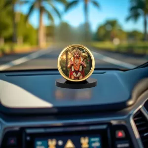 Car Dashboard/Table Top Lord Hanuman Metal Golden Photo Stand 2x2 Inches, Compact & Stylish Spiritual Display For Car, Home & Office (Pack Of 1) (F24726) Car Dashboard/Table Top Lord Hanuman Metal Golden Photo Stand 2x2 Inches, Compact & Stylish Spiritual Display For Car, Home & Office (Pack Of 1) (F24726)