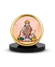 Car Dashboard/Table Top  Lord Hanuman Metal Golden Photo Stand  2x2 Inches, Compact & Stylish Spiritual Display For Car, Home & Office (Pack Of 1) (F24727)