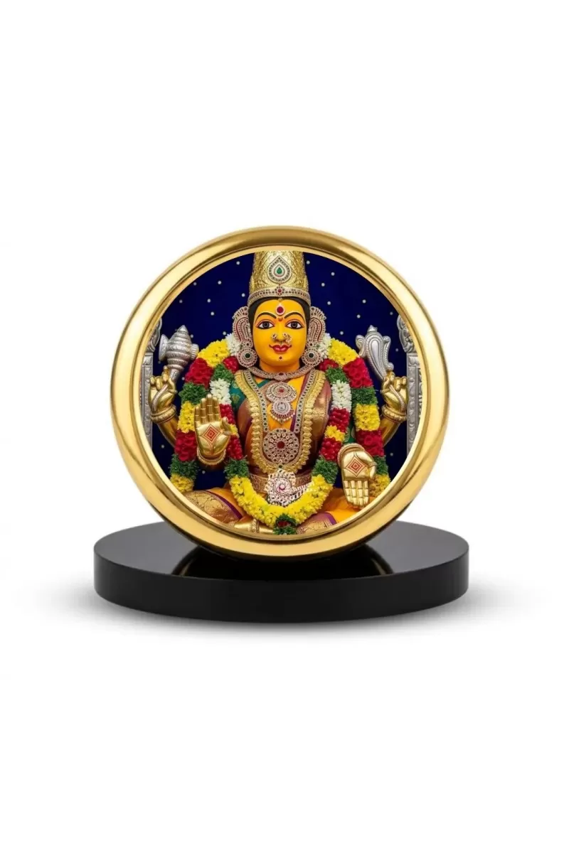 Car Dashboard/Table Top  Goddess Lakshmi Metal Golden Photo Stand  2x2 Inches, Compact & Stylish Spiritual Display For Car, Home & Office (Pack Of 1) (F24734)