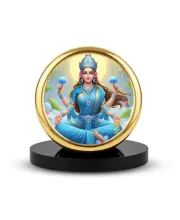 Car Dashboard/Table Top  Goddess Lakshmi Metal Golden Photo Stand  2x2 Inches, Compact & Stylish Spiritual Display For Car, Home & Office (Pack Of 1) (F24736)