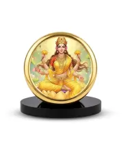 Car Dashboard/Table Top  Goddess Lakshmi Metal Golden Photo Stand  2x2 Inches, Compact & Stylish Spiritual Display For Car, Home & Office (Pack Of 1) (F24737)