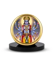 Car Dashboard/Table Top Lord Vishnu Metal Golden Photo Stand  2x2 Inches, Compact & Stylish Spiritual Display For Car, Home & Office (Pack Of 1) (F24739)