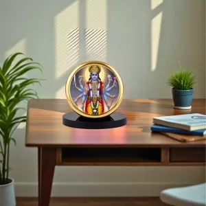 Car Dashboard/Table Top Lord Vishnu Metal Golden Photo Stand  2x2 Inches, Compact & Stylish Spiritual Display For Car, Home & Office (Pack Of 1) (F24739)