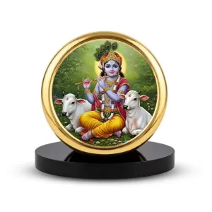 Car Dashboard/Table Top Lord Krishna Metal Golden Photo Stand 2x2 Inches, Compact & Stylish Spiritual Display For Car, Home & Office (Pack Of 1) (F24746) Car Dashboard/Table Top Lord Krishna Metal Golden Photo Stand 2x2 Inches, Compact & Stylish Spiritual Display For Car, Home & Office (Pack Of 1) (F24746)