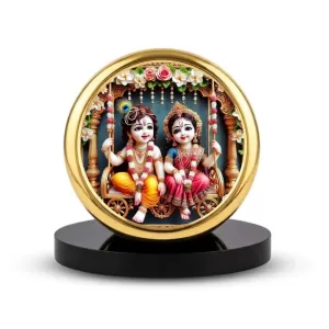 Car Dashboard/Table Top Radha Krishna Metal Golden Photo Stand 2x2 Inches, Compact & Stylish Spiritual Display For Car, Home & Office (Pack Of 1) (F24751) Car Dashboard/Table Top Radha Krishna Metal Golden Photo Stand 2x2 Inches, Compact & Stylish Spiritual Display For Car, Home & Office (Pack Of 1) (F24751)