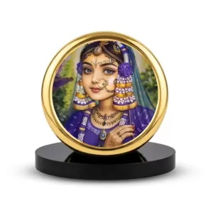 Car Dashboard/Table Top Radha Rani Metal Golden Photo Stand 2x2 Inches, Compact & Stylish Spiritual Display For Car, Home & Office (Pack Of 1) (F24753) Car Dashboard/Table Top Radha Rani Metal Golden Photo Stand 2x2 Inches, Compact & Stylish Spiritual Display For Car, Home & Office (Pack Of 1) (F24753)