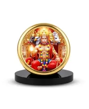 Car Dashboard/Table Top Panchmukhi Hanuman Metal Golden Photo Stand  2x2 Inches, Compact & Stylish Spiritual Display For Car, Home & Office (Pack Of 1) (F24755)