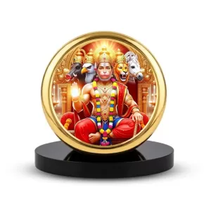 Car Dashboard/Table Top Panchmukhi Hanuman Metal Golden Photo Stand 2x2 Inches, Compact & Stylish Spiritual Display For Car, Home & Office (Pack Of 1) (F24755) Car Dashboard/Table Top Panchmukhi Hanuman Metal Golden Photo Stand 2x2 Inches, Compact & Stylish Spiritual Display For Car, Home & Office (Pack Of 1) (F24755)