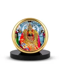 Car Dashboard/Table Top  Goddess Bhavani Metal Golden Photo Stand  2x2 Inches, Compact & Stylish Spiritual Display For Car, Home & Office (Pack Of 1) (F24762)