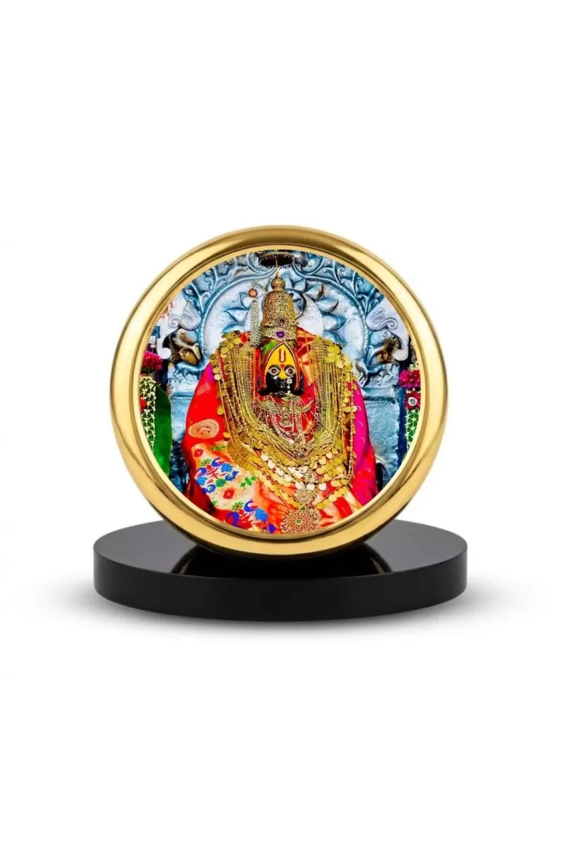 Car Dashboard/Table Top  Goddess Bhavani Metal Golden Photo Stand  2x2 Inches, Compact & Stylish Spiritual Display For Car, Home & Office (Pack Of 1) (F24762)