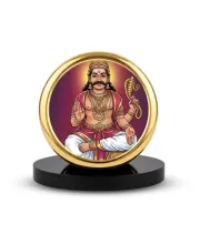 Car Dashboard/Table Top Lord Karuppasamy Metal Golden Photo Stand  2x2 Inches, Compact & Stylish Spiritual Display For Car, Home & Office (Pack Of 1) (F24763)