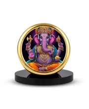 Car Dashboard/Table Top Lord Ganesha Metal Golden Photo Stand  2x2 Inches, Compact & Stylish Spiritual Display For Car, Home & Office (Pack Of 1) (F24764)