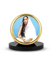 Car Dashboard/Table Top  Sarada Devi Metal Golden Photo Stand  2x2 Inches, Compact & Stylish Spiritual Display For Car, Home & Office (Pack Of 1) (F24772)