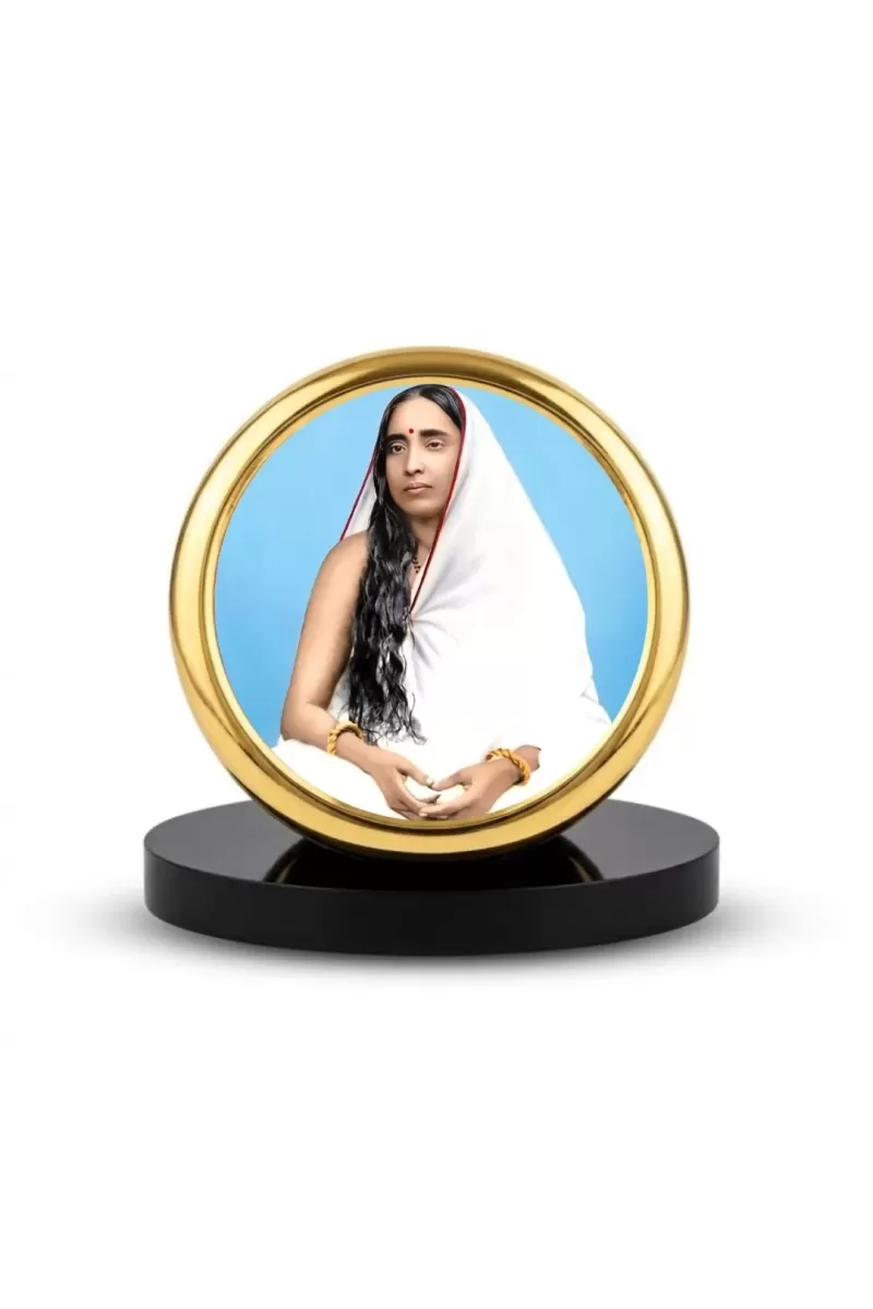 Car Dashboard/Table Top  Sarada Devi Metal Golden Photo Stand  2x2 Inches, Compact & Stylish Spiritual Display For Car, Home & Office (Pack Of 1) (F24772)