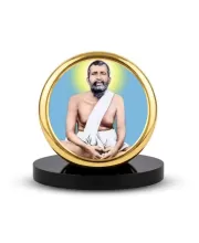 Car Dashboard/Table Top Sri Ramakrishna Paramahamsa Metal Golden Photo Stand  2x2 Inches, Compact & Stylish Spiritual Display For Car, Home & Office (Pack Of 1) (F24771)