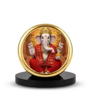 Car Dashboard/Table Top Lord Ganesha Metal Golden Photo Stand  2x2 Inches, Compact & Stylish Spiritual Display For Car, Home & Office (Pack Of 1) (F24766)