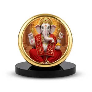 Car Dashboard/Table Top Lord Ganesha Metal Golden Photo Stand 2x2 Inches, Compact & Stylish Spiritual Display For Car, Home & Office (Pack Of 1) (F24766) Car Dashboard/Table Top Lord Ganesha Metal Golden Photo Stand 2x2 Inches, Compact & Stylish Spiritual Display For Car, Home & Office (Pack Of 1) (F24766)