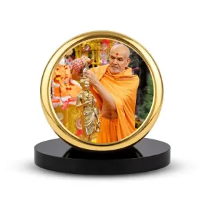 Car Dashboard/Table Top Mahant Swami Maharaj Metal Golden Photo Stand 2x2 Inches, Compact & Stylish Spiritual Display For Car, Home & Office (Pack Of 1) (F24513) Car Dashboard/Table Top Mahant Swami Maharaj Metal Golden Photo Stand 2x2 Inches, Compact & Stylish Spiritual Display For Car, Home & Office (Pack Of 1) (F24513)