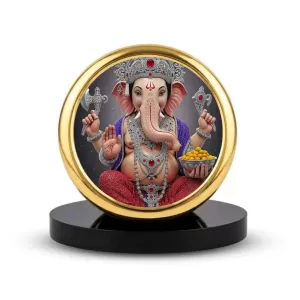 Car Dashboard/Table Top Lord Ganesha Metal Golden Photo Stand 2x2 Inches, Compact & Stylish Spiritual Display For Car, Home & Office (Pack Of 1) (F24770) Car Dashboard/Table Top Lord Ganesha Metal Golden Photo Stand 2x2 Inches, Compact & Stylish Spiritual Display For Car, Home & Office (Pack Of 1) (F24770)