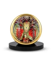 Car Dashboard/Table Top Goddess Shri Maha Kali Maa Metal Golden Photo Stand  2x2 Inches, Compact & Stylish Spiritual Display For Car, Home & Office (Pack Of 1) (F24773)
