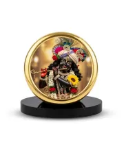 Car Dashboard/Table Top  Shri Krishna Metal Golden Photo Stand  2x2 Inches, Compact & Stylish Spiritual Display For Car, Home & Office (Pack Of 1) (F24518)