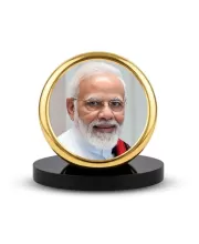 Car Dashboard/Table Top  Narendra Modi Metal Golden Photo Stand  2x2 Inches, Compact & Stylish Spiritual Display For Car, Home & Office (Pack Of 1) (F24775)