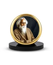 Car Dashboard/Table Top Rabindranath Tagore Metal Golden Photo Stand  2x2 Inches, Compact & Stylish Spiritual Display For Car, Home & Office (Pack Of 1) (F24776)