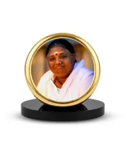 Car Dashboard/Table Top  Mata Amritanandamayi Metal Golden Photo Stand  2x2 Inches, Compact & Stylish Spiritual Display For Car, Home & Office (Pack Of 1) (F24523)