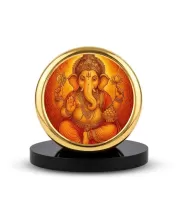 Car Dashboard/Table Top Lord Ganesha Metal Golden Photo Stand  2x2 Inches, Compact & Stylish Spiritual Display For Car, Home & Office (Pack Of 1) (F24779)