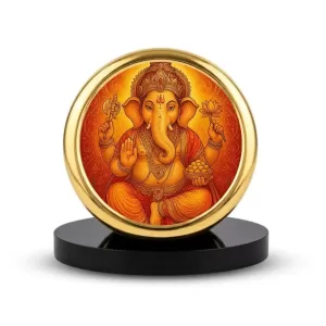 Car Dashboard/Table Top Lord Ganesha Metal Golden Photo Stand 2x2 Inches, Compact & Stylish Spiritual Display For Car, Home & Office (Pack Of 1) (F24779) Car Dashboard/Table Top Lord Ganesha Metal Golden Photo Stand 2x2 Inches, Compact & Stylish Spiritual Display For Car, Home & Office (Pack Of 1) (F24779)
