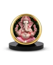 Car Dashboard/Table Top Lord Ganesha Metal Golden Photo Stand  2x2 Inches, Compact & Stylish Spiritual Display For Car, Home & Office (Pack Of 1) (F24783)