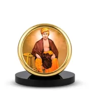 Car Dashboard/Table Top  Swami Dayanand Saraswati Metal Golden Photo Stand  2x2 Inches, Compact & Stylish Spiritual Display For Car, Home & Office (Pack Of 1) (F24525)