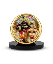 Car Dashboard/Table Top  Radha Krishna Metal Golden Photo Stand  2x2 Inches, Compact & Stylish Spiritual Display For Car, Home & Office (Pack Of 1) (F24529)