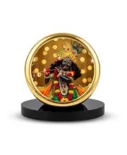 Car Dashboard/Table Top  Lord Krishna Metal Golden Photo Stand  2x2 Inches, Compact & Stylish Spiritual Display For Car, Home & Office (Pack Of 1) (F24530)