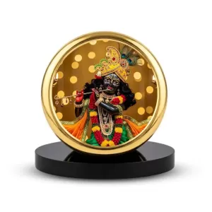 Car Dashboard/Table Top Lord Krishna Metal Golden Photo Stand 2x2 Inches, Compact & Stylish Spiritual Display For Car, Home & Office (Pack Of 1) (F24530) Car Dashboard/Table Top Lord Krishna Metal Golden Photo Stand 2x2 Inches, Compact & Stylish Spiritual Display For Car, Home & Office (Pack Of 1) (F24530)