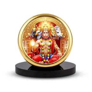Car Dashboard/Table Top Panchmukhi Hanuman Metal Golden Photo Stand 2x2 Inches, Compact & Stylish Spiritual Display For Car, Home & Office (Pack Of 1) (F24787) Car Dashboard/Table Top Panchmukhi Hanuman Metal Golden Photo Stand 2x2 Inches, Compact & Stylish Spiritual Display For Car, Home & Office (Pack Of 1) (F24787)