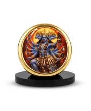 Car Dashboard/Table Top Goddess Mahakali Metal Golden Photo Stand  2x2 Inches, Compact & Stylish Spiritual Display For Car, Home & Office (Pack Of 1) (F24538)